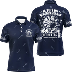 Polo Fléchettes Personnalisé - Bleu Marine Humour - Polo Homme