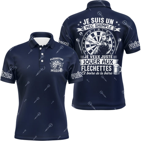 Polo Fléchettes Personnalisé - Bleu Marine Humour - Polo Homme