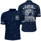 Polo Fléchettes Personnalisé - Bleu Marine Humour - Polo Zippé Homme