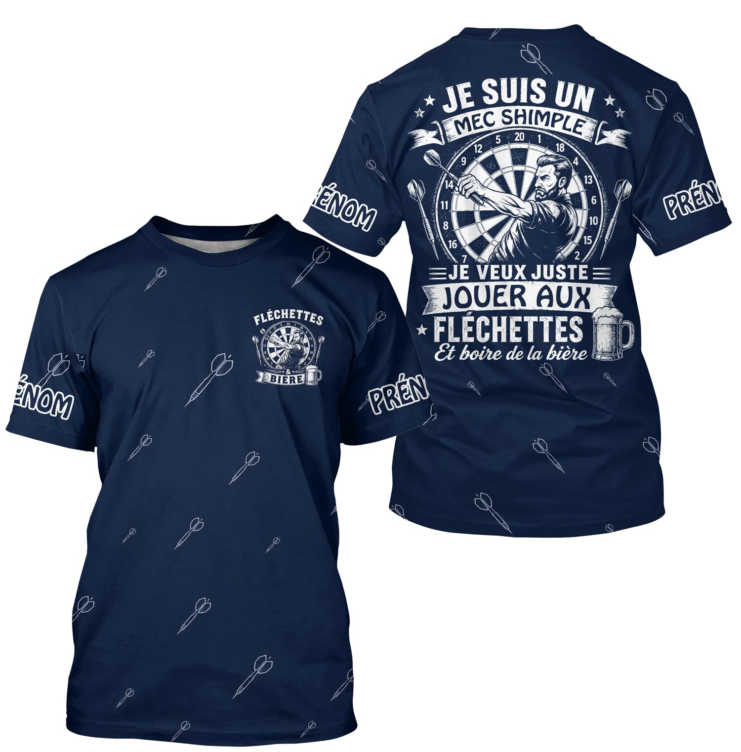 Polo Fléchettes Personnalisé - Bleu Marine Humour - T-Shirt Homme