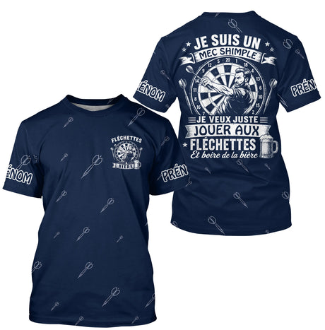 Polo Fléchettes Personnalisé - Bleu Marine Humour - T-Shirt Homme