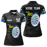 Polo Fléchettes Personnalisé - Bleu & Neon Team 180 - Polo Femme