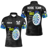 Polo Fléchettes Personnalisé - Bleu & Neon Team 180 - Polo Homme