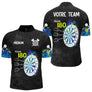 Polo Fléchettes Personnalisé - Bleu & Neon Team 180 - Polo Zippé Homme