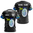 Polo Fléchettes Personnalisé - Bleu & Neon Team 180 - T-Shirt Femme