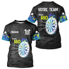 Polo Fléchettes Personnalisé - Bleu & Neon Team 180 - T-Shirt Homme