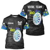 Polo Fléchettes Personnalisé - Bleu & Neon Team 180 - T-Shirt Homme