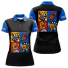 Polo Fléchettes Personnalisé - Bleu & Noir Comic Style - Polo Femme