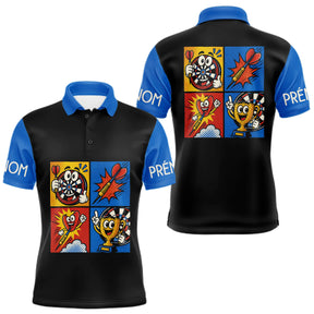 Polo Fléchettes Personnalisé - Bleu & Noir Comic Style - Polo Homme