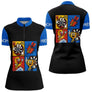 Polo Fléchettes Personnalisé - Bleu & Noir Comic Style - Polo Zippé Femme