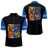 Polo Fléchettes Personnalisé - Bleu & Noir Comic Style - Polo Zippé Homme