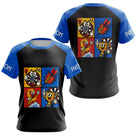 Polo Fléchettes Personnalisé - Bleu & Noir Comic Style - T-Shirt Femme