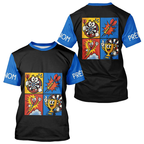 Polo Fléchettes Personnalisé - Bleu & Noir Comic Style - T-Shirt Homme