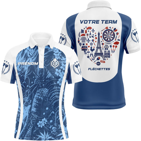 Polo Fléchettes Personnalisé - Bleu Samurai & France - Polo Homme