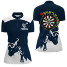 Polo Fléchettes Personnalisé - Bullseye Marine & Blanc - Polo Zippé Femme