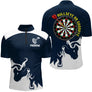Polo Fléchettes Personnalisé - Bullseye Marine & Blanc - Polo Zippé Homme