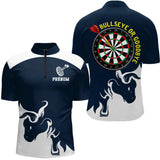 Polo Fléchettes Personnalisé - Bullseye Marine & Blanc - Polo Zippé Homme