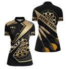 Polo Fléchettes Personnalisé - Champion Noir & Or Élégant - Polo Zippé Femme