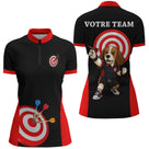 Polo Fléchettes Personnalisé - Chien Noir & Rouge - Polo Zippé Femme