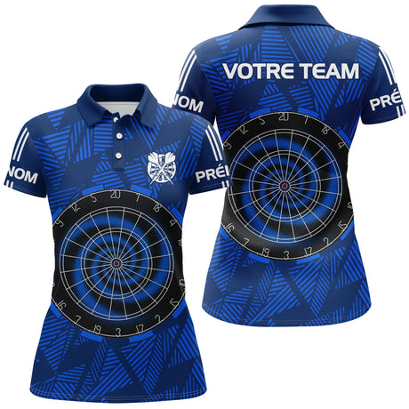 Polo Fléchettes Personnalisé - Cible Bleue Équipe - Polo Femme