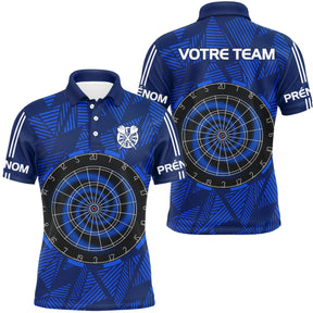 Polo Fléchettes Personnalisé - Cible Bleue Équipe - Polo Homme