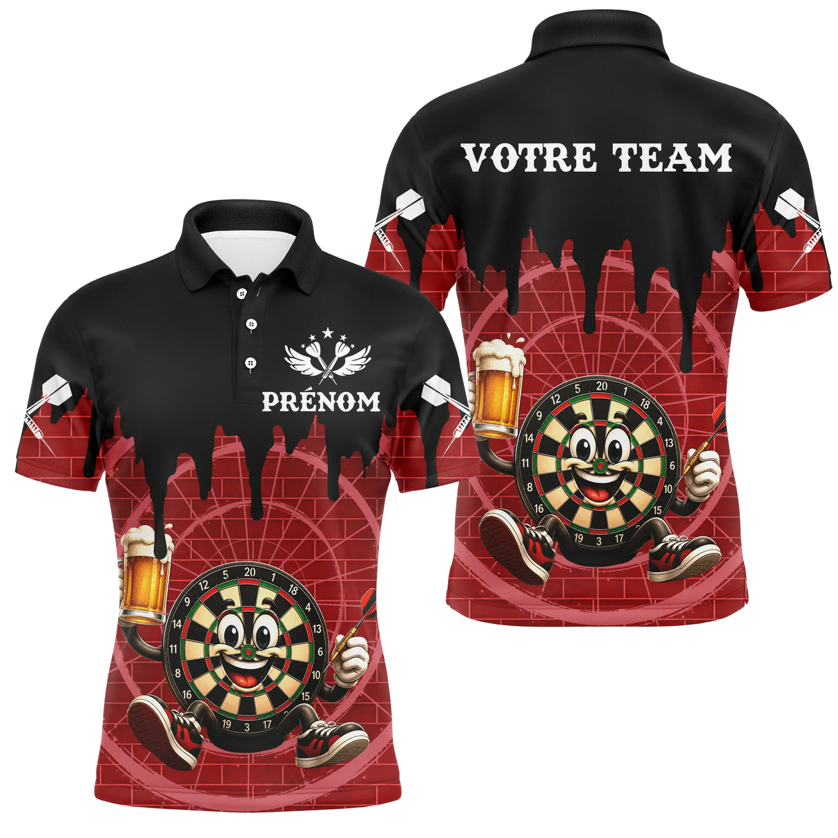Polo Fléchettes Personnalisé - Cible Souriante Bière - Polo Homme