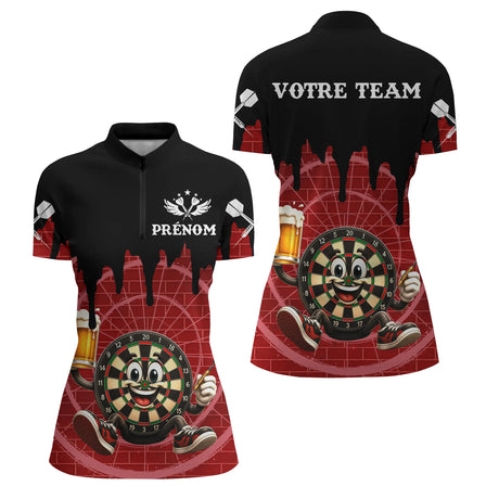 Polo Fléchettes Personnalisé - Cible Souriante Bière - Polo Zippé Femme
