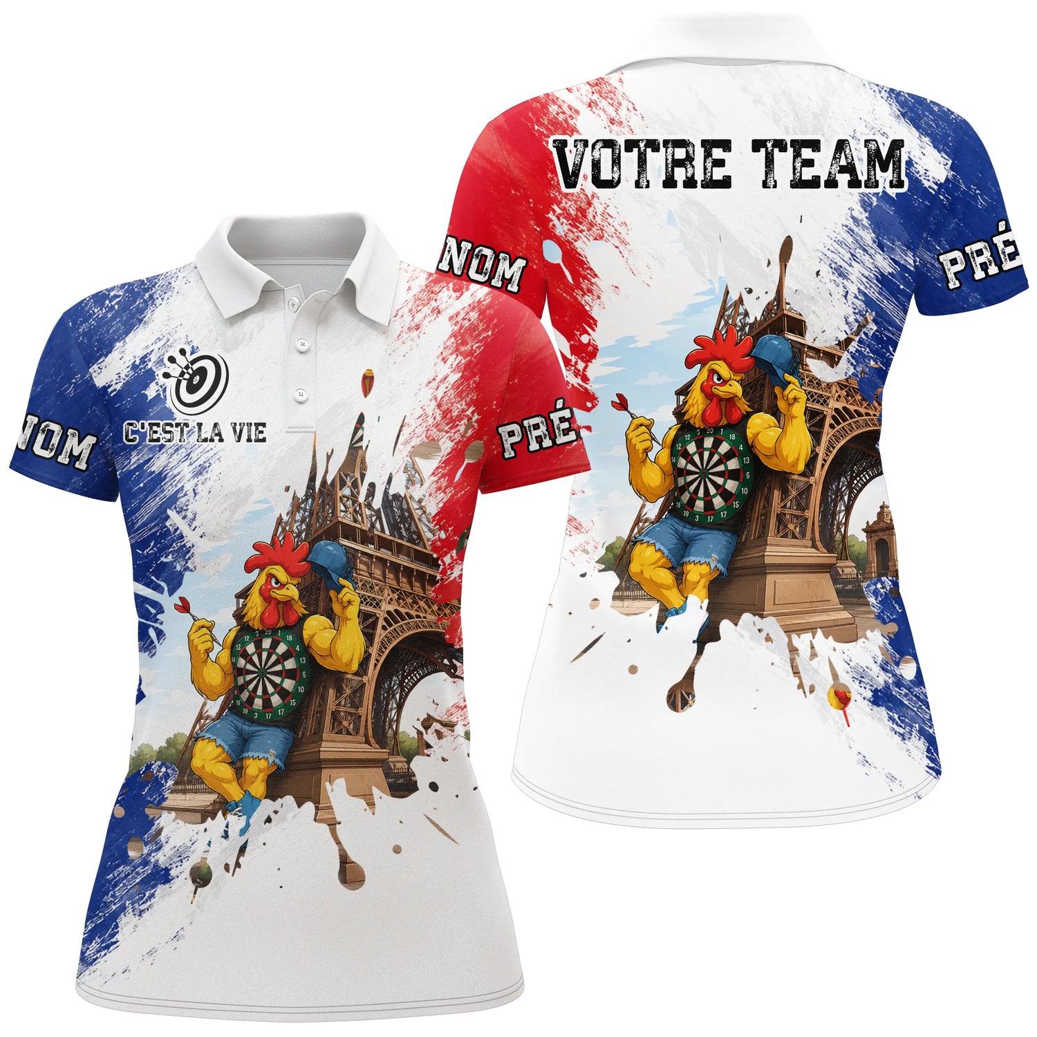 Polo Fléchettes Personnalisé - Coq Gaulois France - Polo Homme - Polo Femme