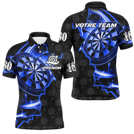 Polo Fléchettes Personnalisé - Design 180 Électrique Bleu - Polo Homme