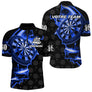 Polo Fléchettes Personnalisé - Design 180 Électrique Bleu - Polo Zippé Homme