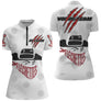 Polo Fléchettes Personnalisé - Design Blanc Rouge Cow-boy - Polo Zippé Femme