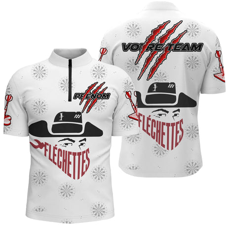 Polo Fléchettes Personnalisé - Design Blanc Rouge Cow-boy - Polo Zippé Homme