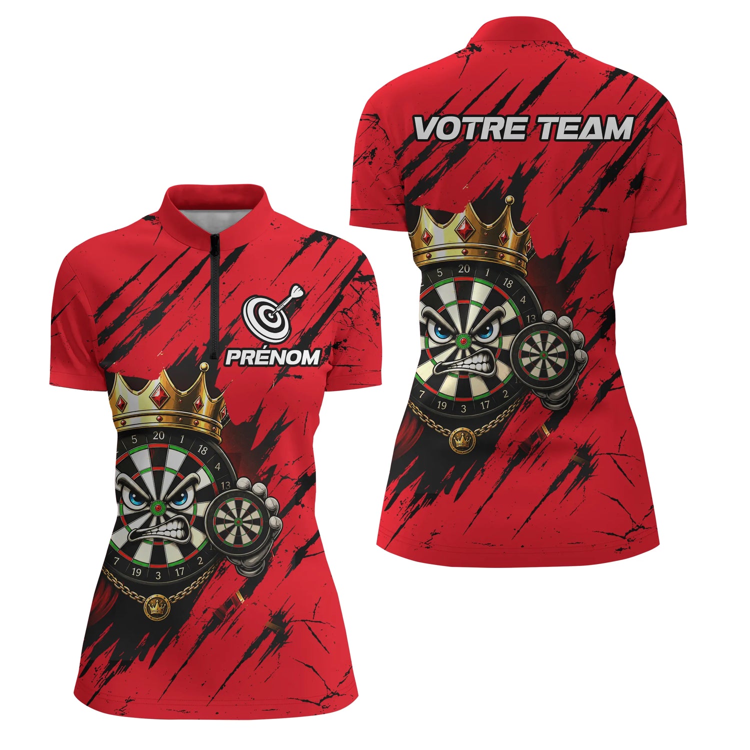 Polo Fléchettes Personnalisé - Design Cible Royale - Polo Zippé Femme