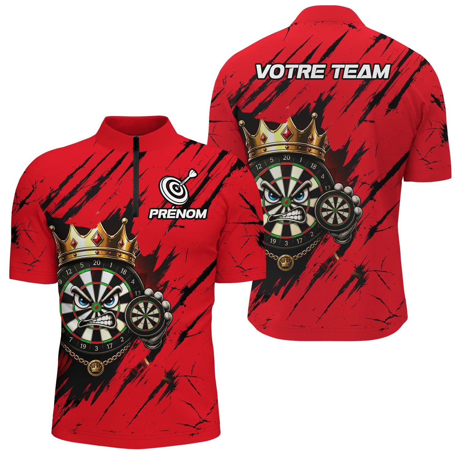 Polo Fléchettes Personnalisé - Design Cible Royale - Polo Zippé Homme