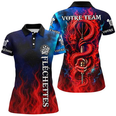 Polo Fléchettes Personnalisé - Design Dragon Feu - Polo Femme