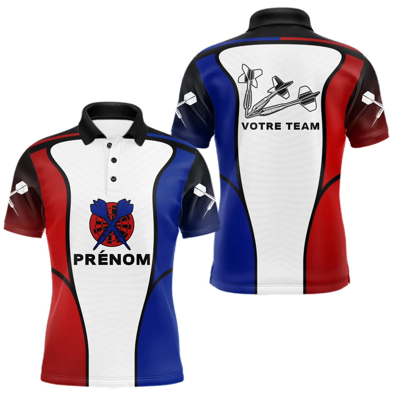 Polo Fléchettes Personnalisé - Design Drapeau Français Équipe - Polo Homme