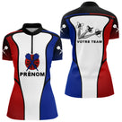 Polo Fléchettes Personnalisé - Design Drapeau Français Équipe - Polo Zippé Femme