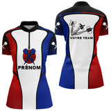 Polo Fléchettes Personnalisé - Design Drapeau Français Équipe - Polo Zippé Femme