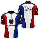 Polo Fléchettes Personnalisé - Design Drapeau Français Équipe - Polo Zippé Homme