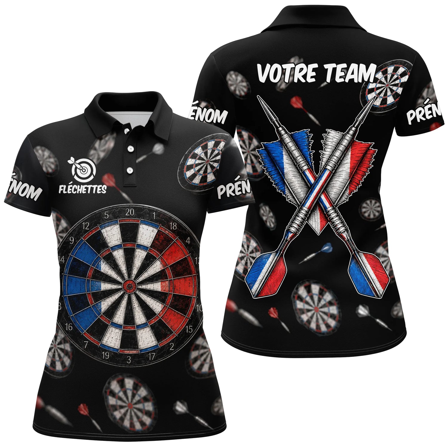 Polo Fléchettes Personnalisé - Design France Équipe - Polo Femme