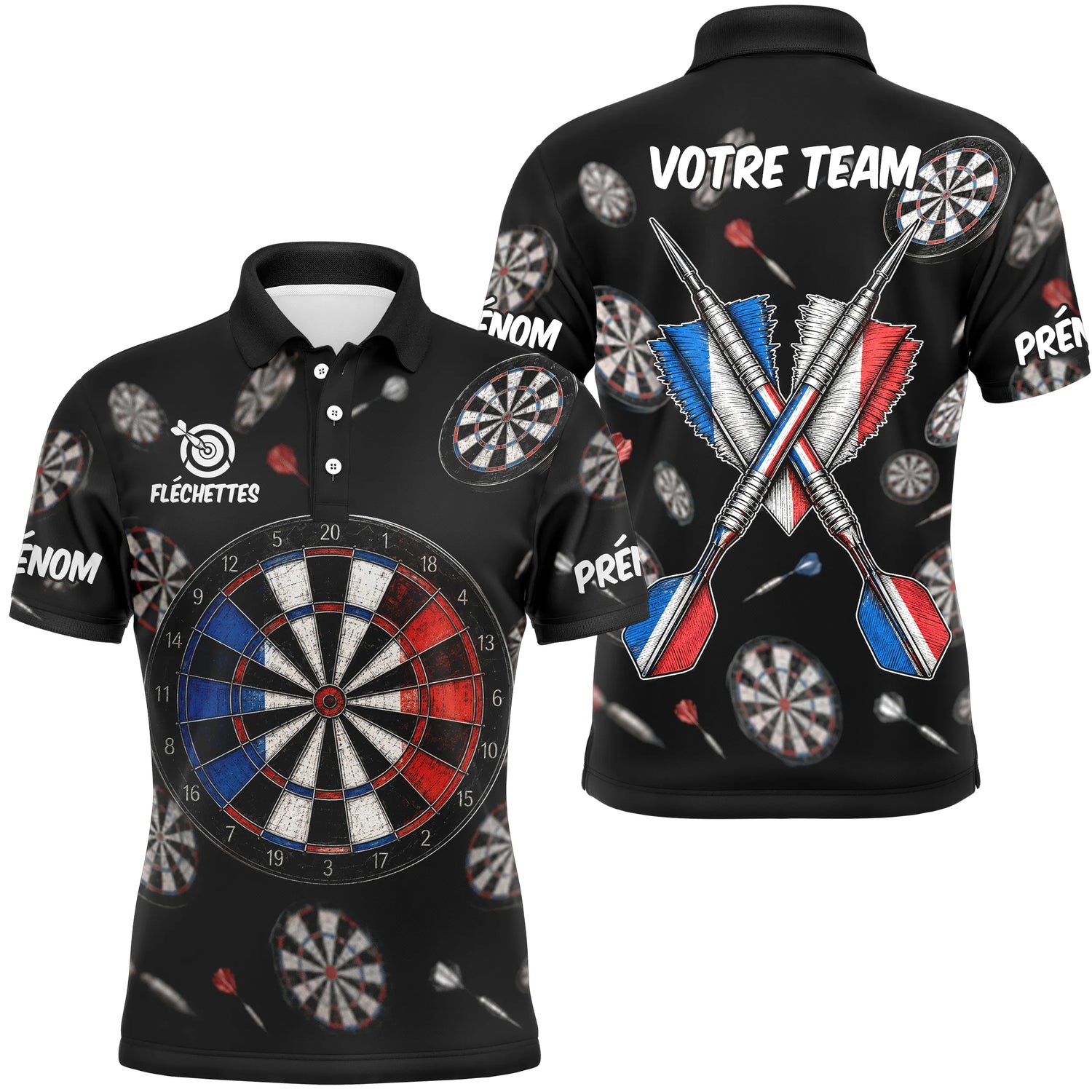 Polo Fléchettes Personnalisé - Design France Équipe - Polo Homme