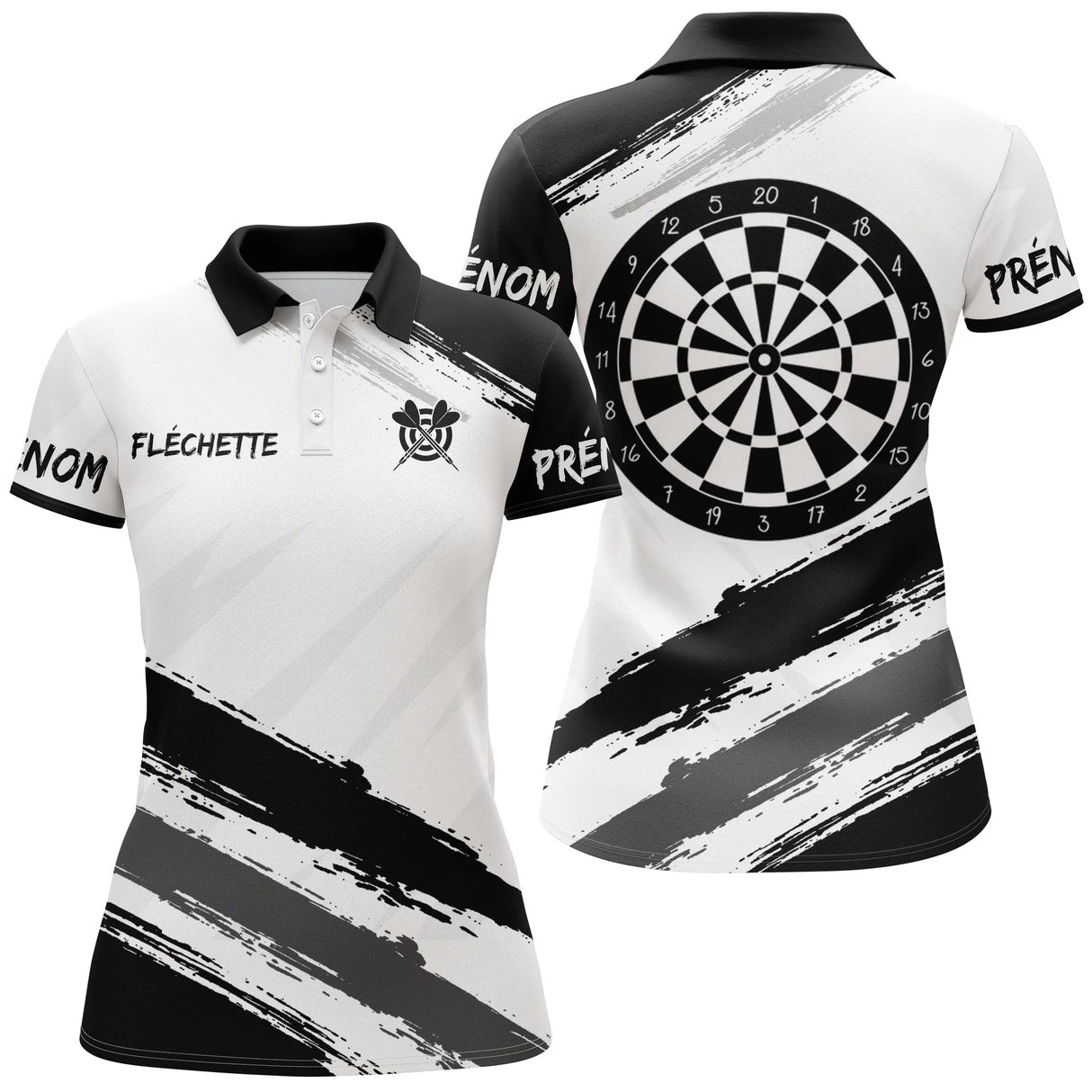 Polo Fléchettes Personnalisé - Design Graphique Noir - Polo Femme