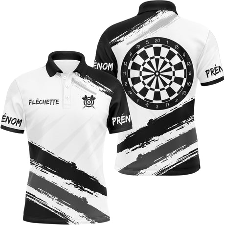 Polo Fléchettes Personnalisé - Design Graphique Noir - Polo Homme