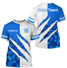 Polo Fléchettes Personnalisé - Design Griffures Bleu - T-Shirt Homme