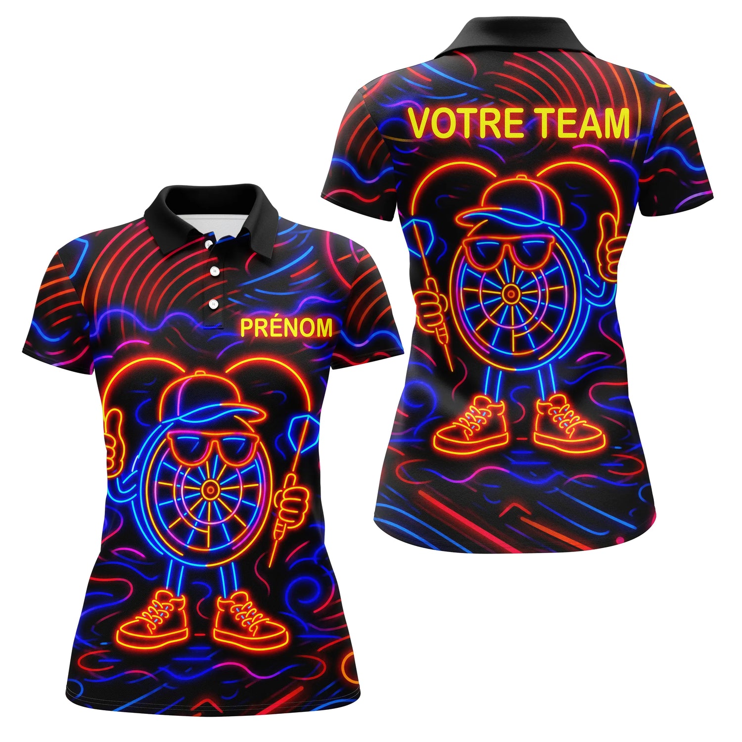 Polo Fléchettes Personnalisé - Design Néon Coloré - Polo Femme
