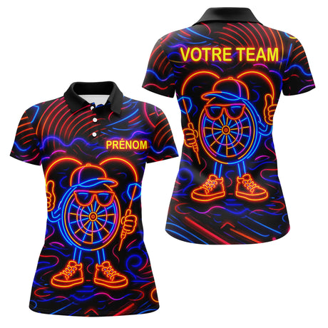 Polo Fléchettes Personnalisé - Design Néon Coloré - Polo Femme