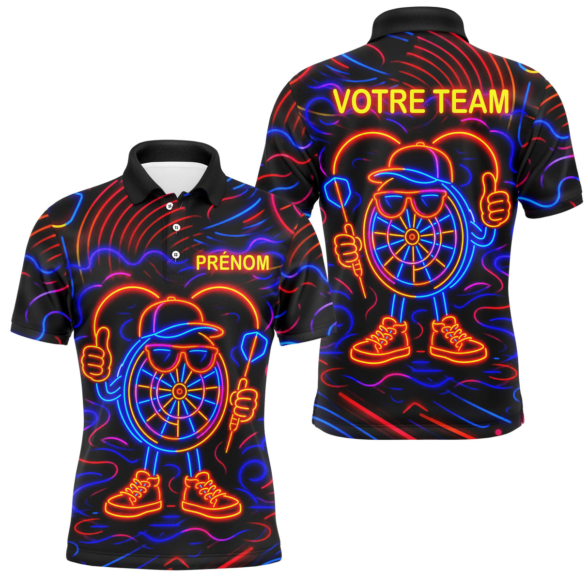Polo Fléchettes Personnalisé - Design Néon Coloré - Polo Homme