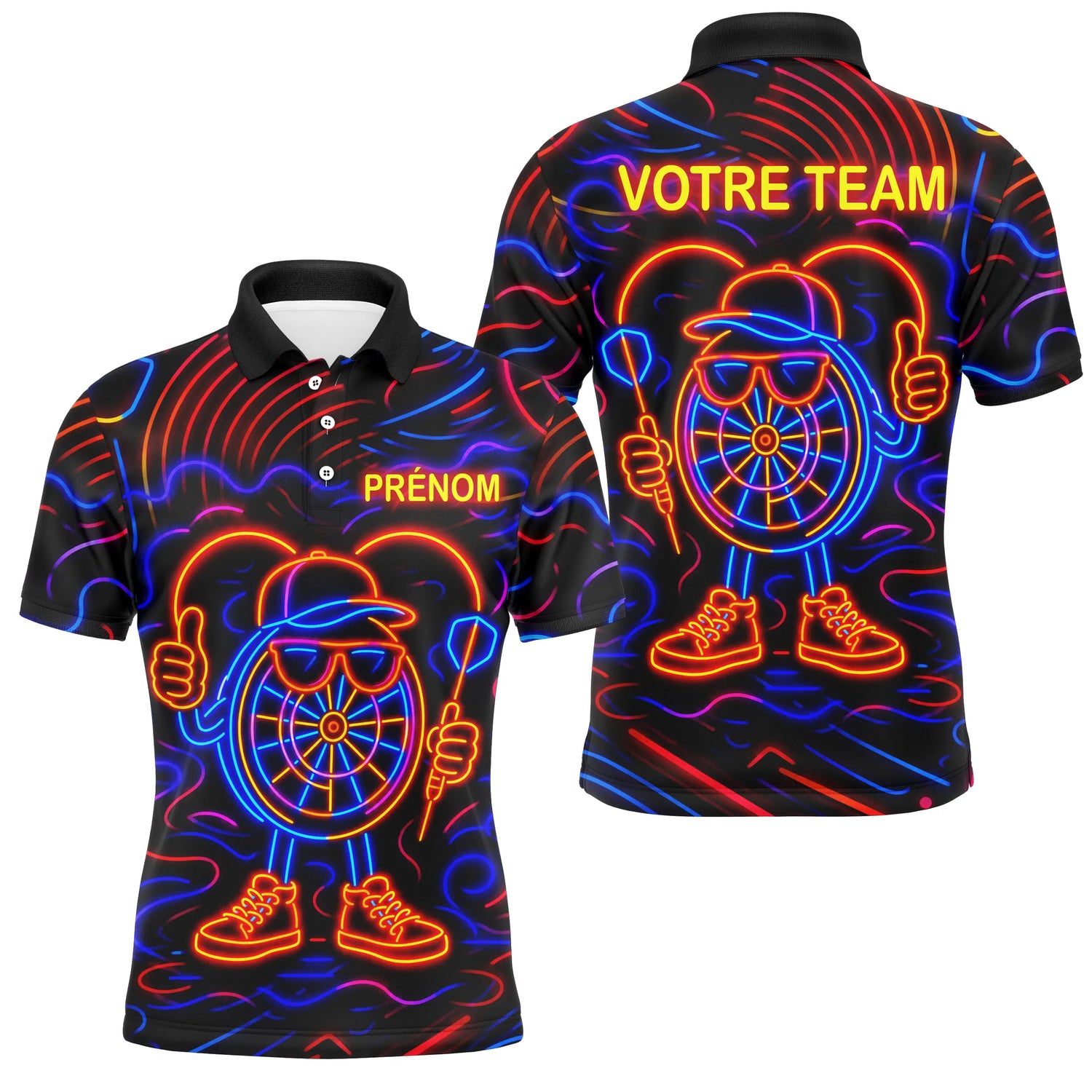 Polo Fléchettes Personnalisé - Design Néon Coloré - Polo Homme