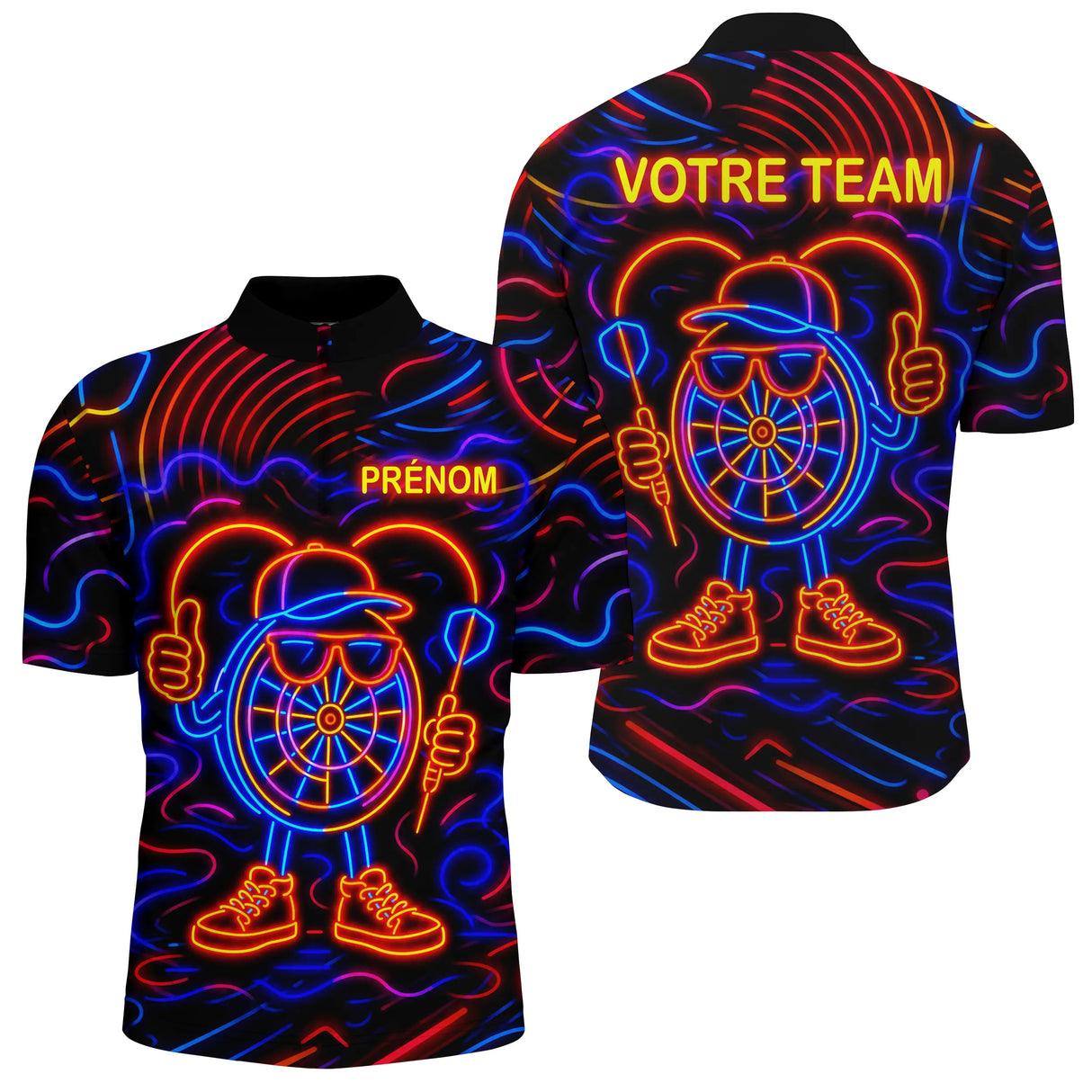 Polo Fléchettes Personnalisé - Design Néon Coloré - Polo Zippé Homme