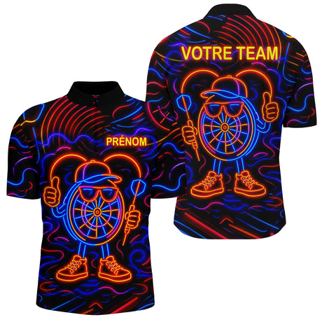 Polo Fléchettes Personnalisé - Design Néon Coloré - Polo Zippé Homme